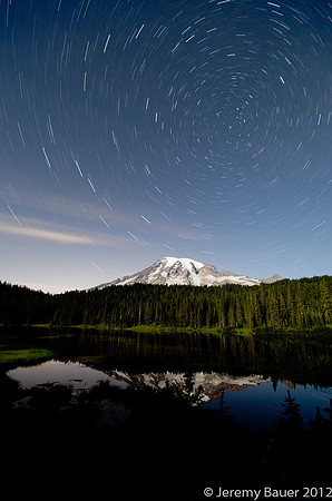 Star Trails over Reflection Lake, Mt Rainier National Park